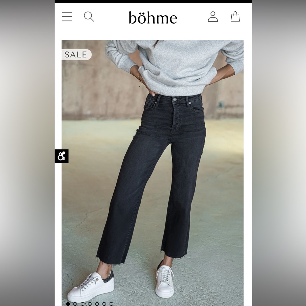 böhme Black Cropped Straight-Leg Jeans